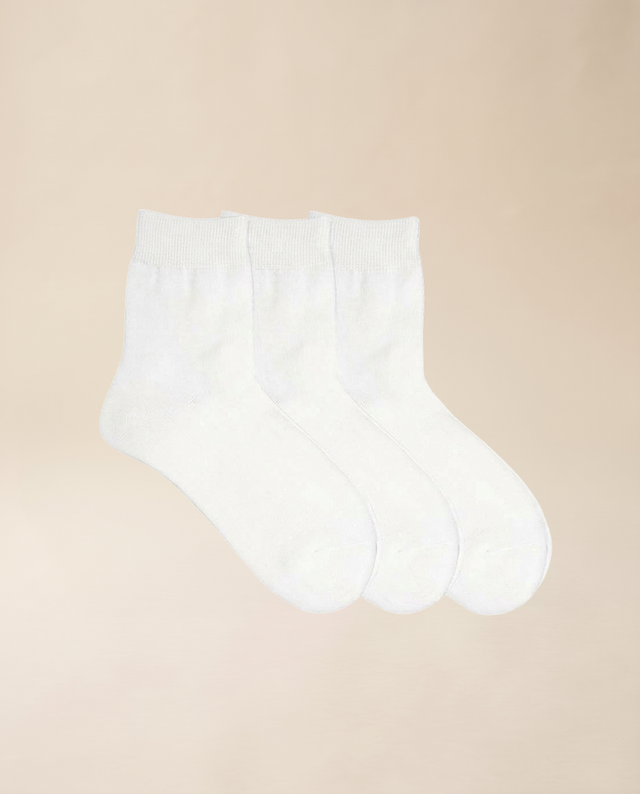 Deerforest šilko ir merino vilnos kojinės (3 vnt. rinkinys) – Baltos
